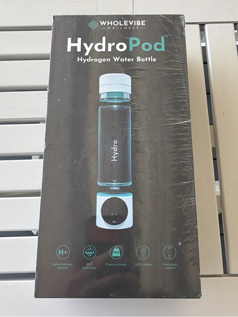 HydroPod Hydrogen Water Bottle - White/Teal